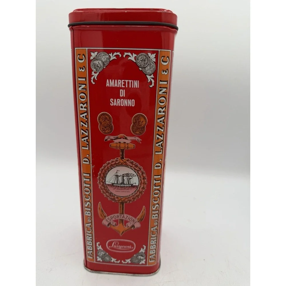 🍪 Lazzaroni Amarettini Di Saronno Collectible Tin – EMPTY Decorative Tin 🍪‎